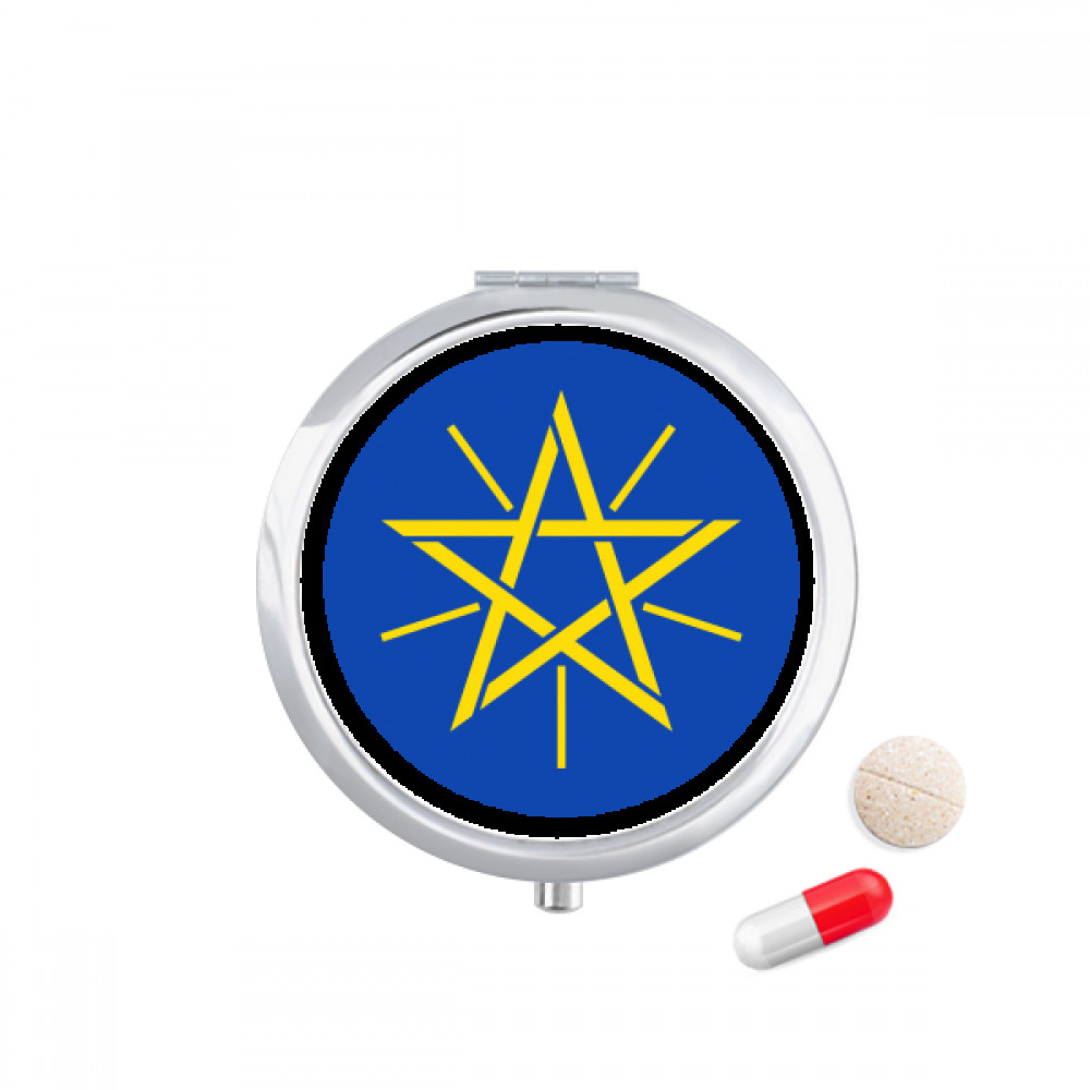 Erhiopia Africa National Emblem Pill Case Pocket Medicine Storage Box Container Dispenser
